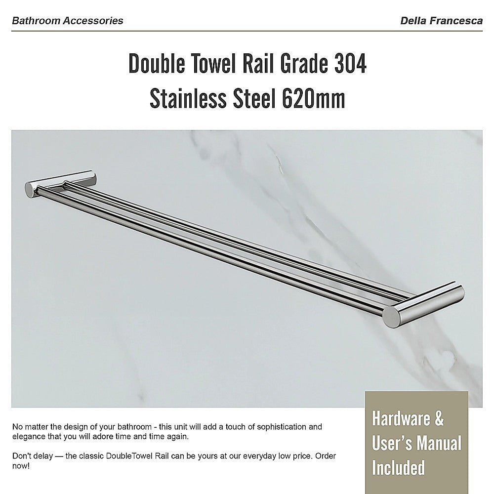 Double Towel Rail Grade 304 Stainless Steel 620mm 10