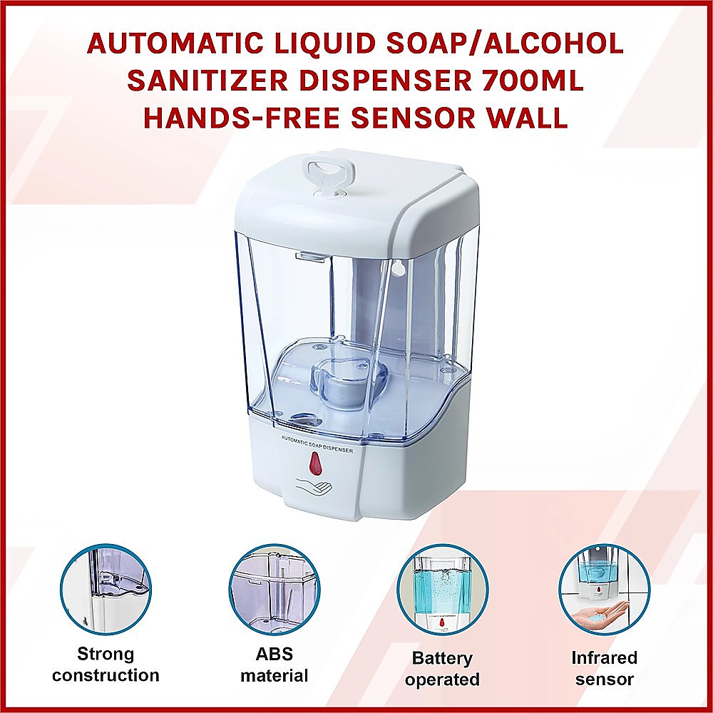 Automatic Liquid Soap/Alcohol Sanitizer Dispenser 700ML Hands-Free Sensor Wall 3