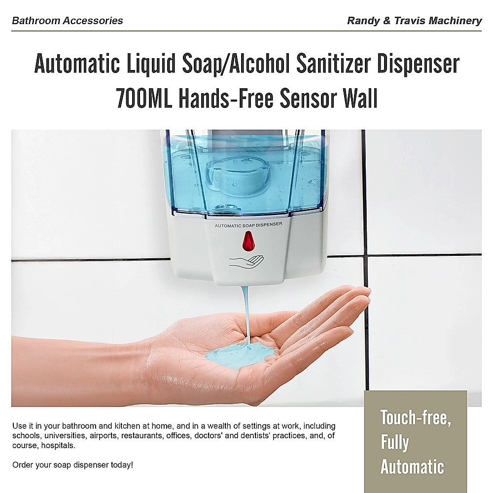 Automatic Liquid Soap/Alcohol Sanitizer Dispenser 700ML Hands-Free Sensor Wall 10
