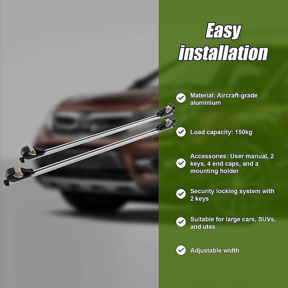Universal Car Top Roof Rail Rack Cross Bar Aluminium Lockable 1350MM 8