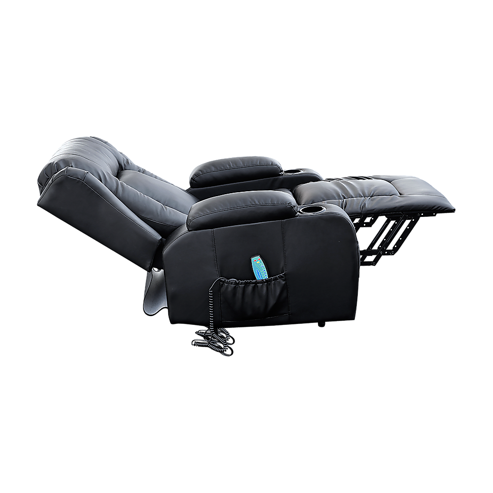 Recliner Chair Electric Massage Chair Lift Heated Leather Lounge Sofa Black 10