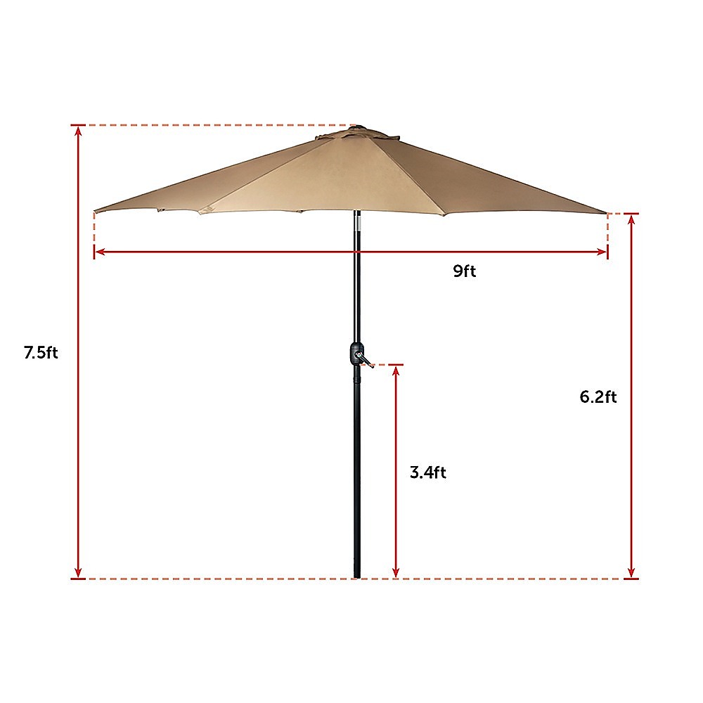 9FT Patio Umbrella Outdoor Garden Table Umbrella with 8 Sturdy Ribs 12