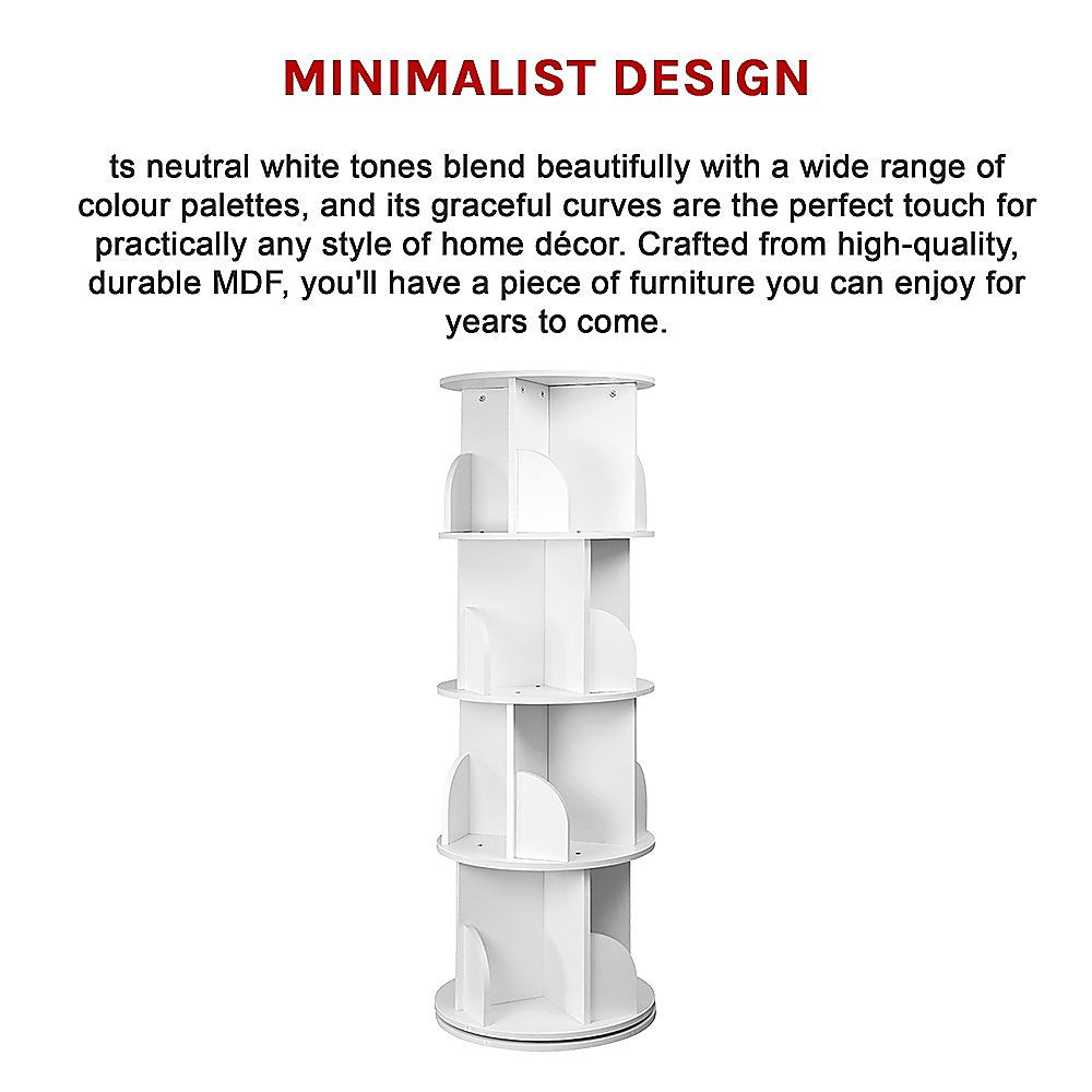 360-degree Rotating 4 Tier Display Shelf Bookcase Organiser 7