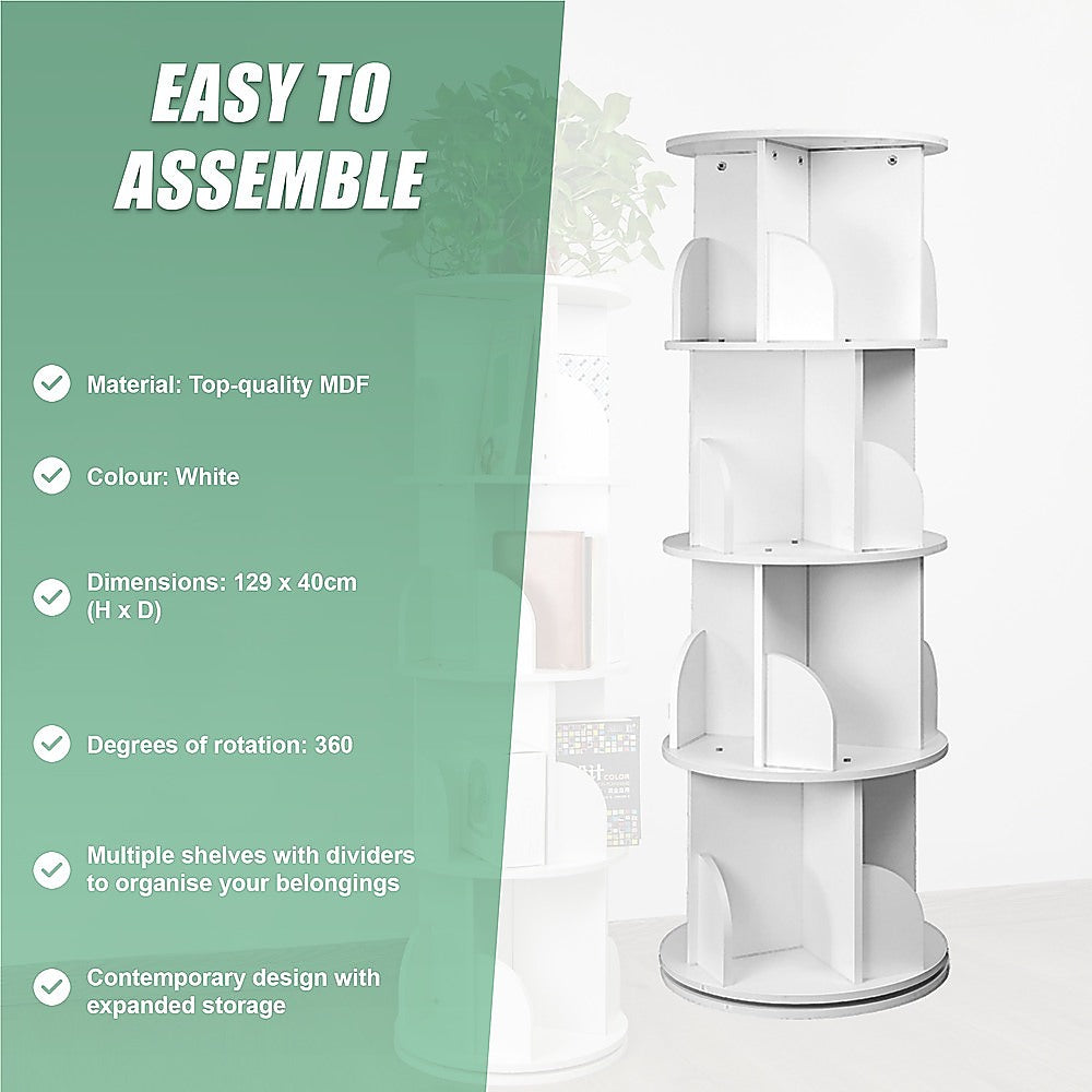 360-degree Rotating 4 Tier Display Shelf Bookcase Organiser 9