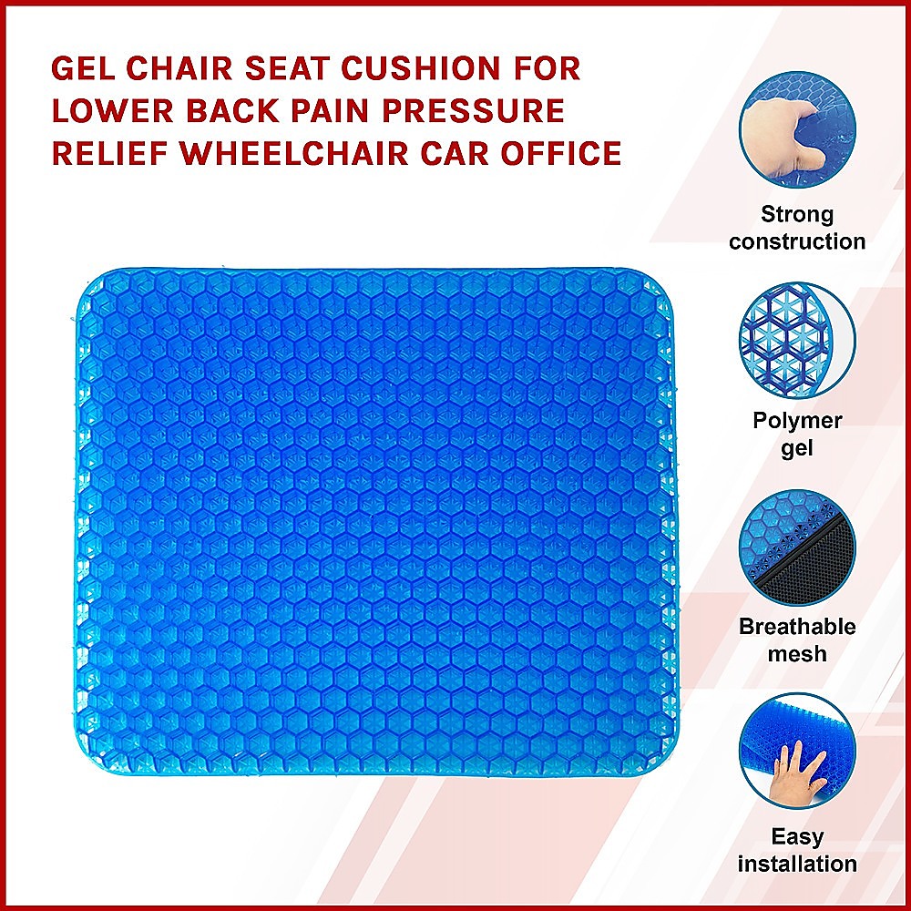 Gel Chair Seat Cushion For Lower Back Pain Pressure Relief Wheelchair Car Office 3