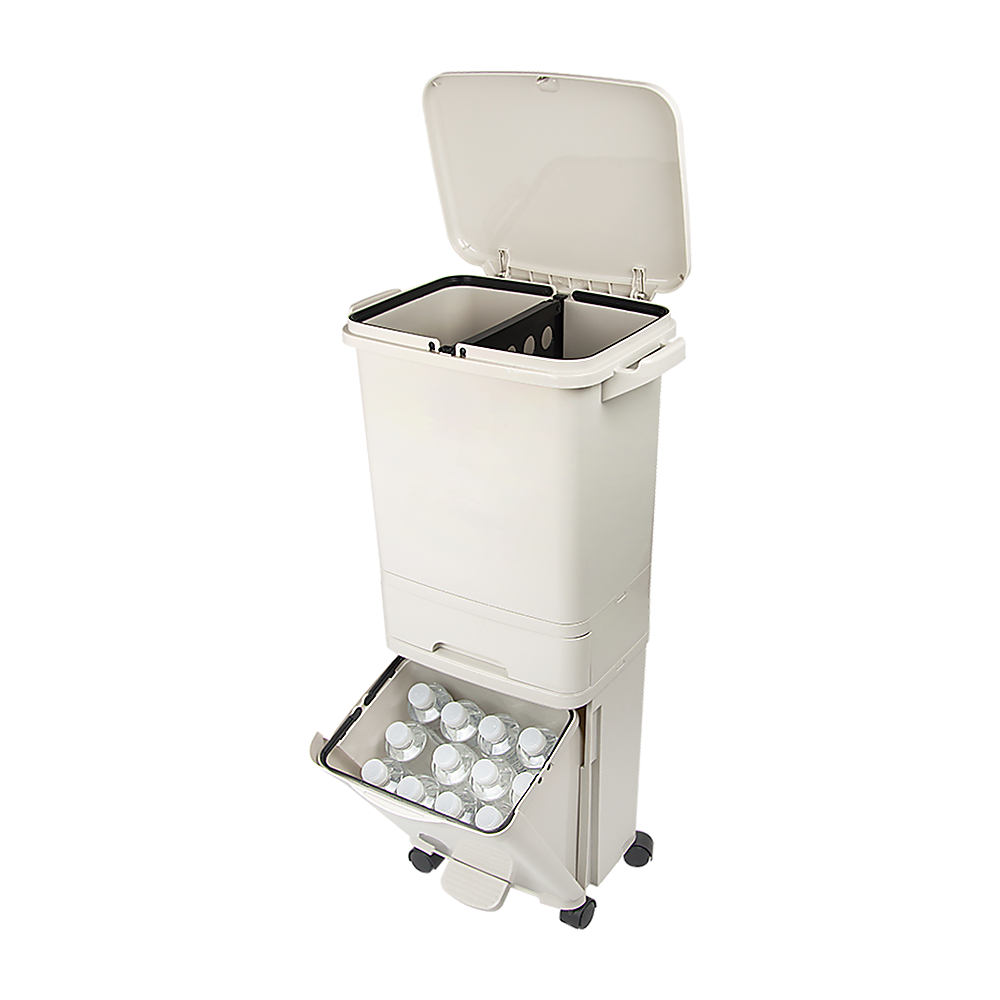 42L Rubbish Bin Waste Trash Can Pedal Recycling Kitchen Wheel 2 Compartment 5