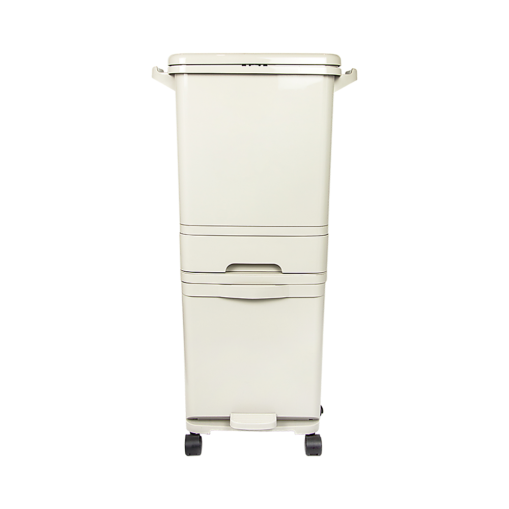 42L Rubbish Bin Waste Trash Can Pedal Recycling Kitchen Wheel 2 Compartment 7