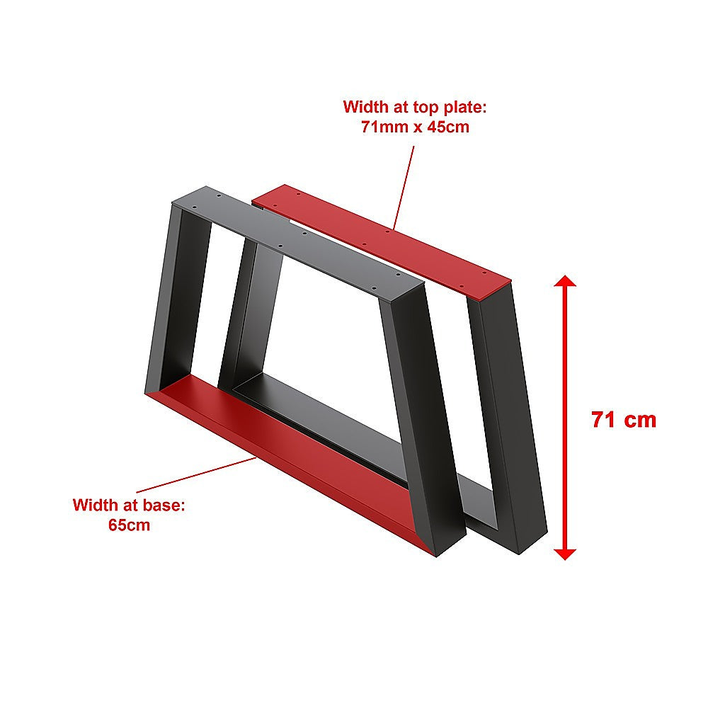 Trapezium-Shaped Table Bench Desk Legs Retro Industrial Design Fully Welded - Black 7