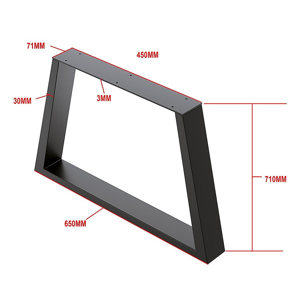 Trapezium-Shaped Table Bench Desk Legs Retro Industrial Design Fully Welded - Black 6
