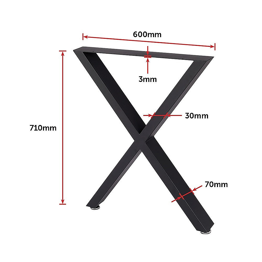 X-Shaped Table Bench Desk Legs Retro Industrial Design Fully Welded - Black 7