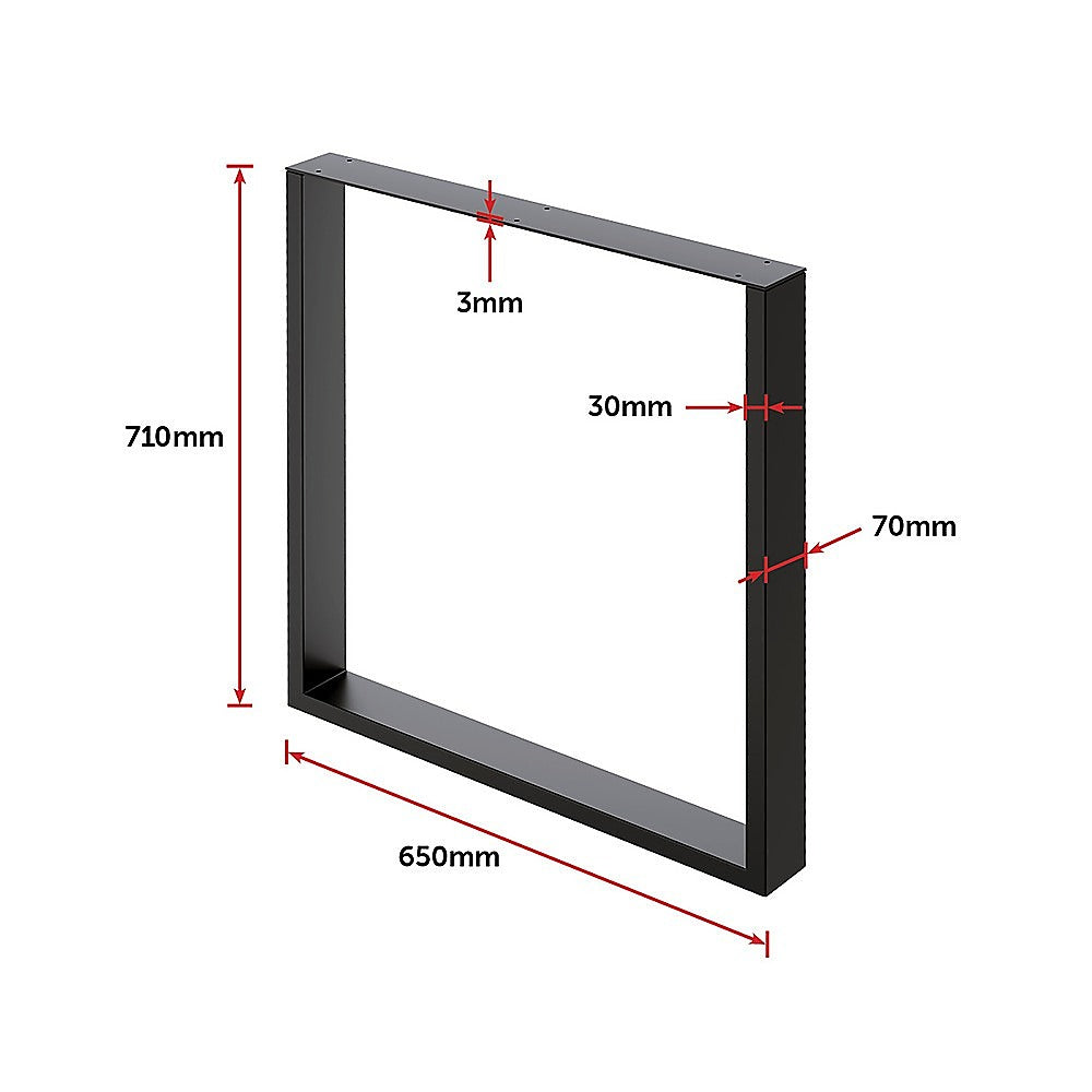 Square-Shaped Table Bench Desk Legs Retro Industrial Design Fully Welded - Black 6