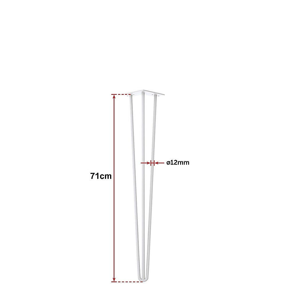 Set of 4 Industrial 3-Rod Retro Hairpin Table Legs 12mm Steel Bench Desk - 71cm White 6