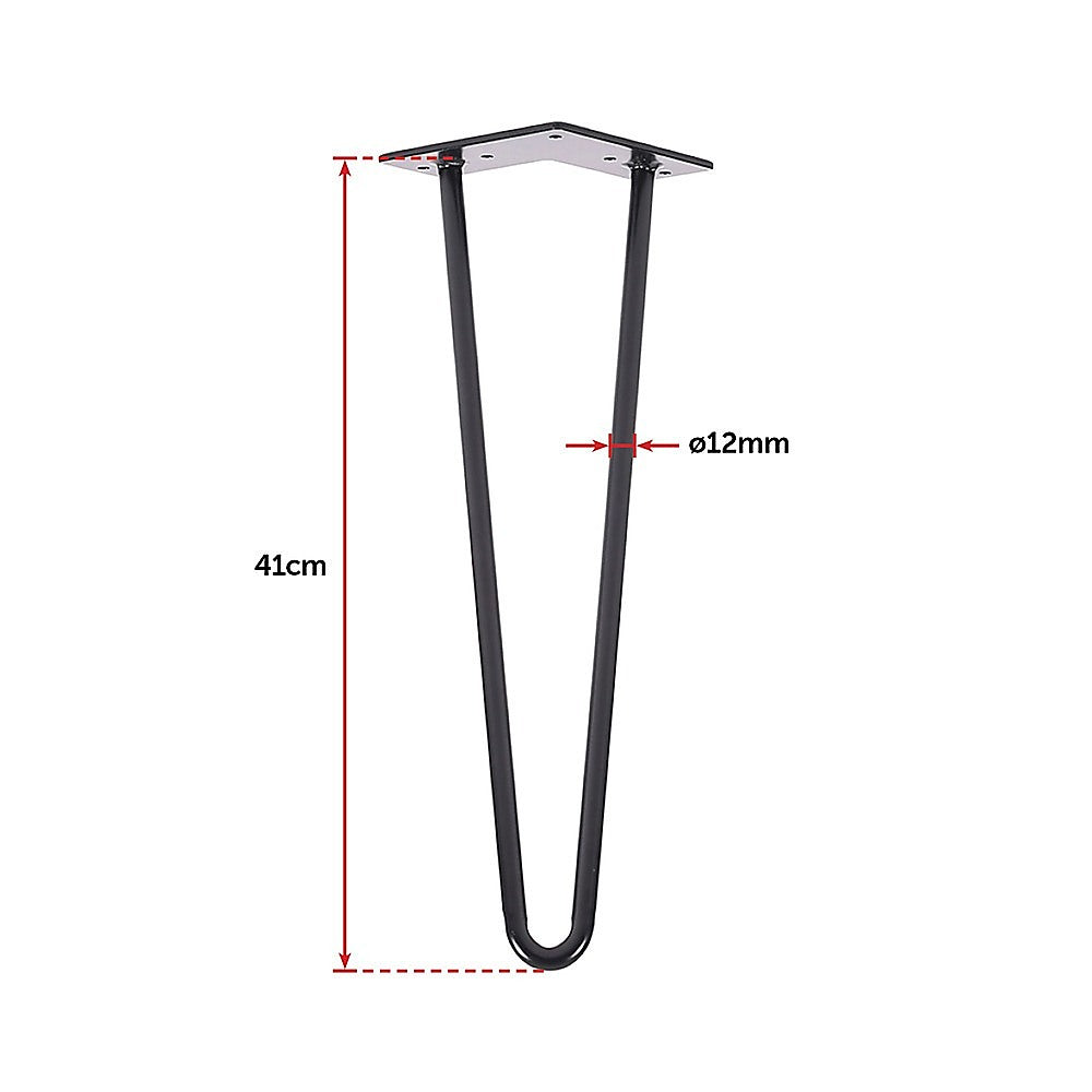 Set of 4 Industrial Retro Hairpin Table Legs 12mm Steel Bench Desk - 41cm Black 6