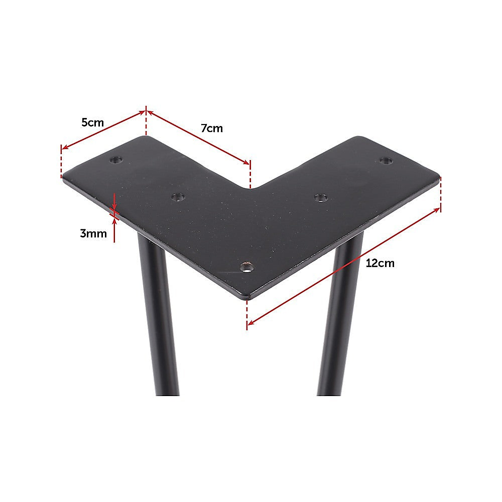 Set of 4 Industrial Retro Hairpin Table Legs 12mm Steel Bench Desk - 41cm Black 5