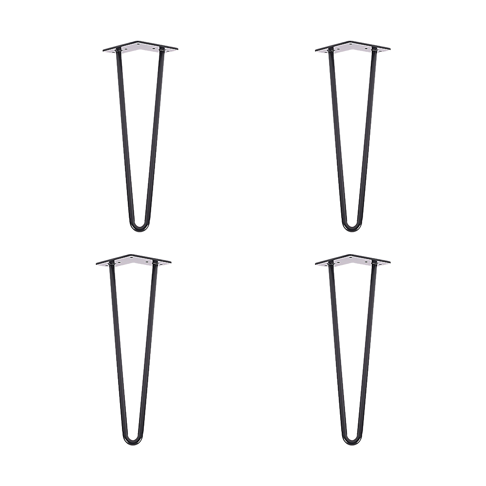 Set of 4 Industrial Retro Hairpin Table Legs 12mm Steel Bench Desk - 41cm Black 4