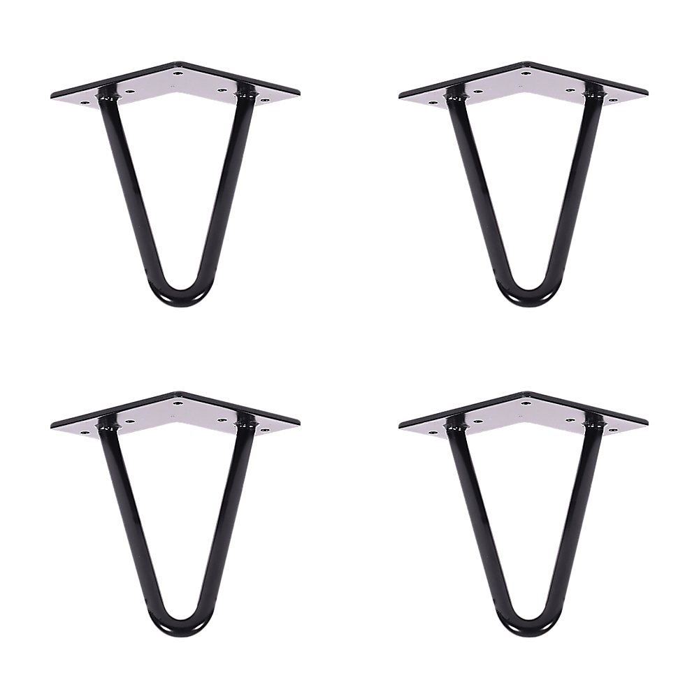 Set of 4 Industrial Retro Hairpin Table Legs 12mm Steel Bench Desk - 11cm Black 4