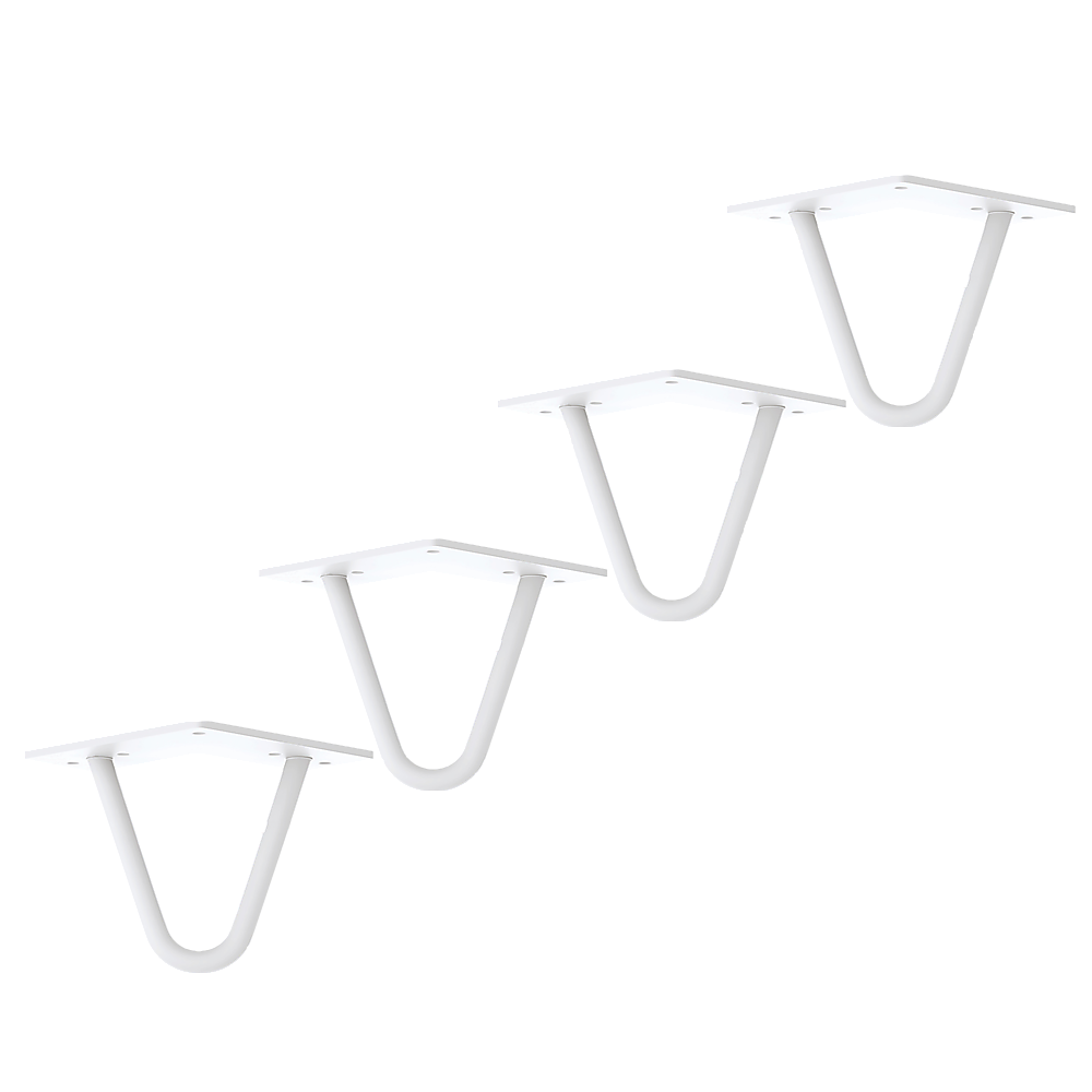 Set of 4 Industrial Retro Hairpin Table Legs 12mm Steel Bench Desk - 11cm White 5