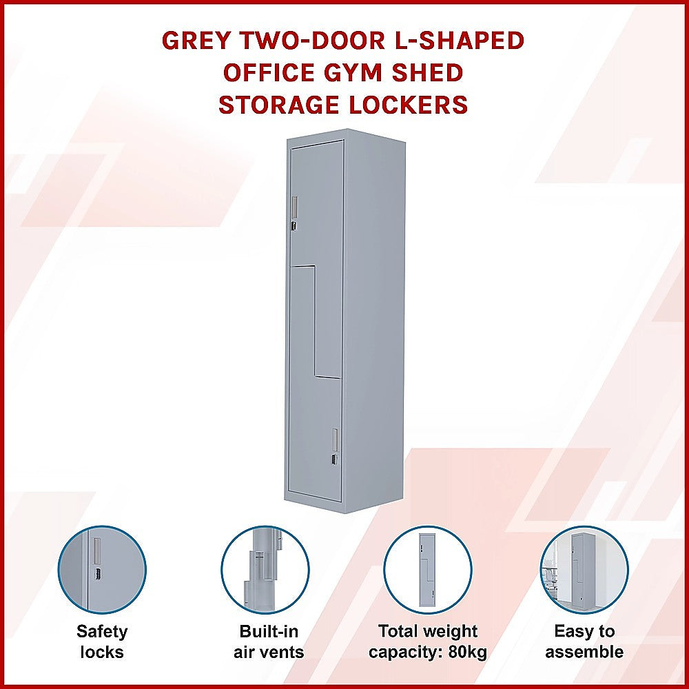 Grey Two-Door L-shaped Office Gym Shed Storage Lockers 3
