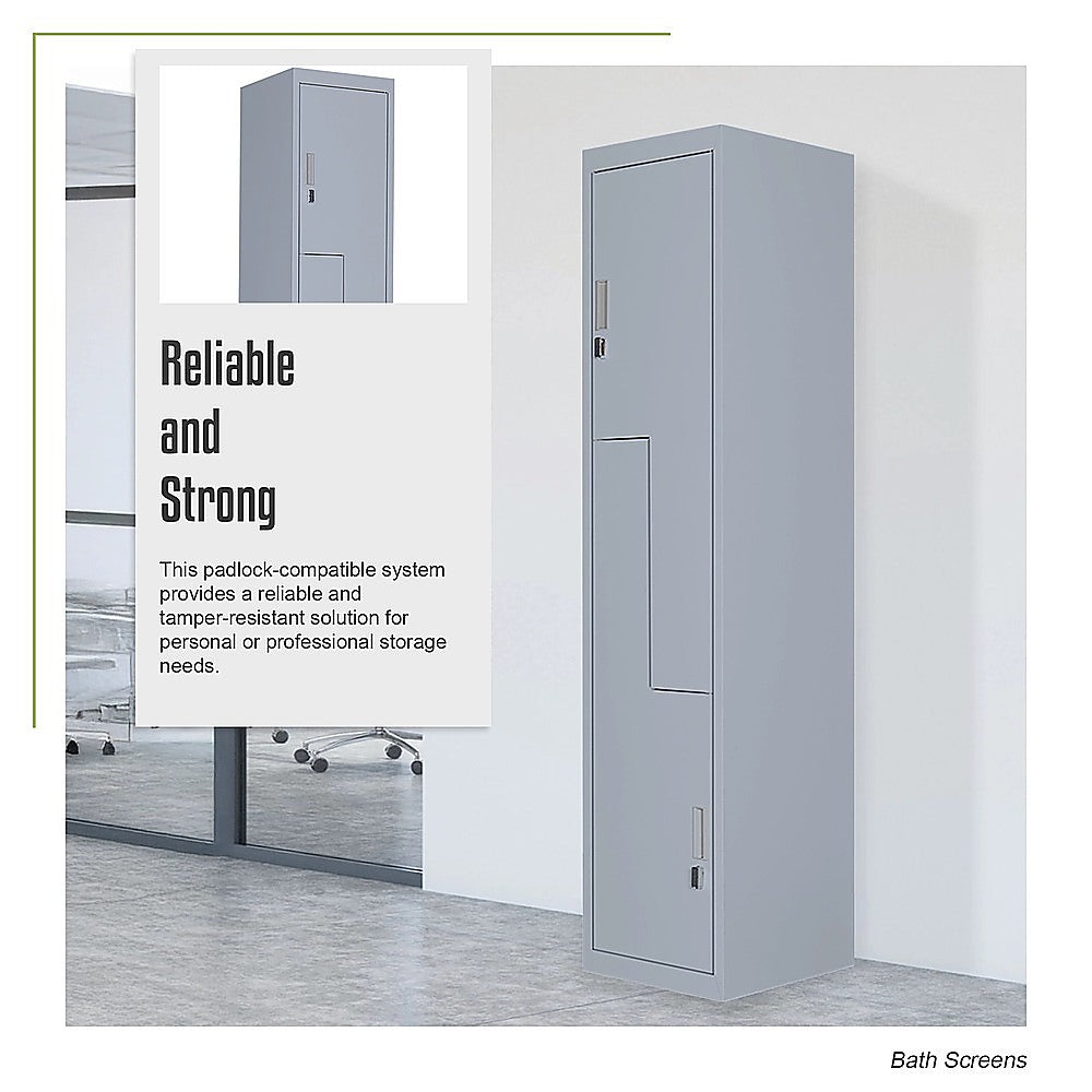 Grey Two-Door L-shaped Office Gym Shed Storage Lockers 10