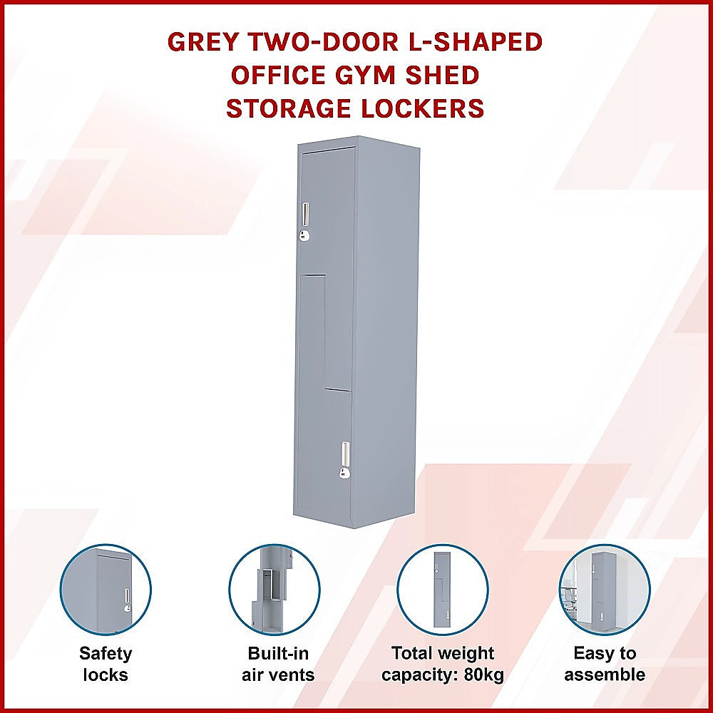 Grey Two-Door L-shaped Office Gym Shed Storage Lockers 3