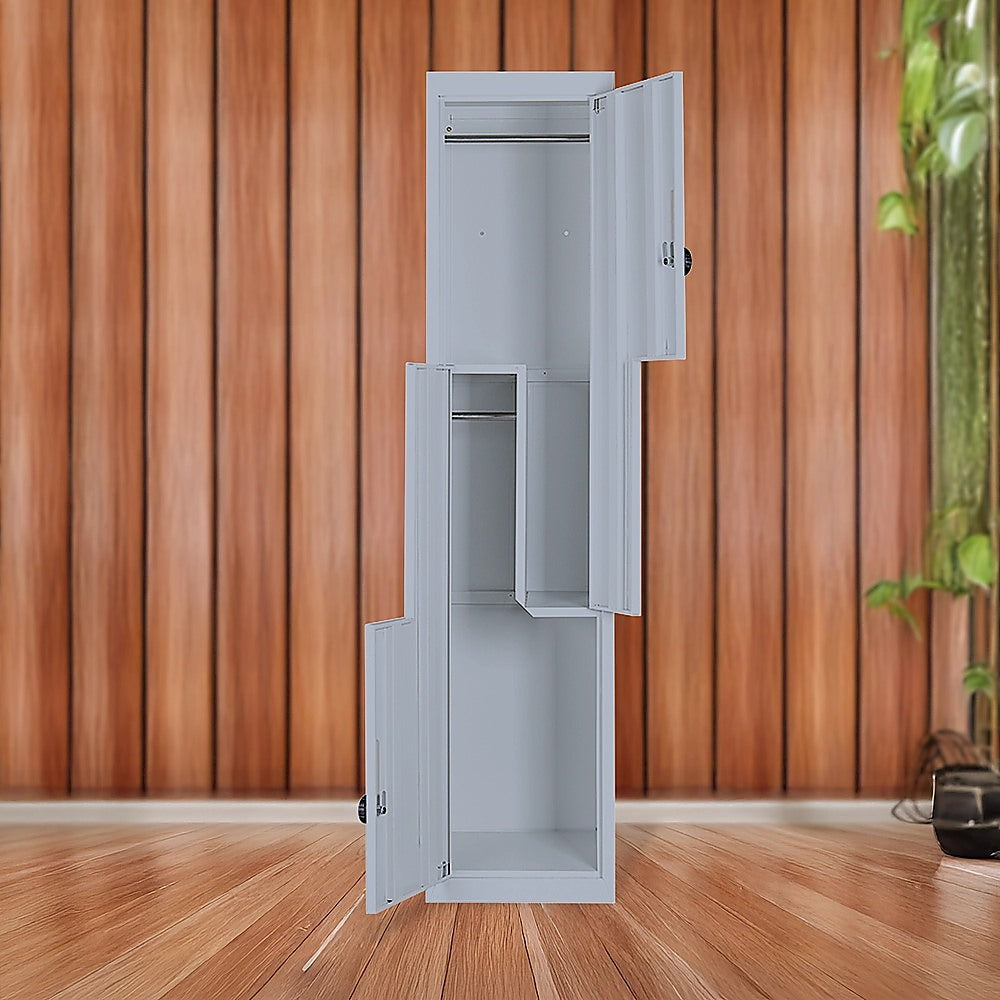 Grey Two-Door L-shaped Office Gym Shed Storage Lockers 6