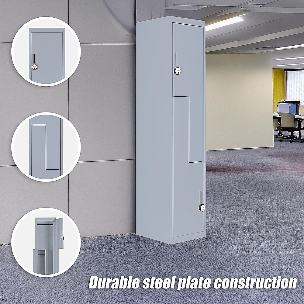 Grey Two-Door L-shaped Office Gym Shed Storage Lockers 8