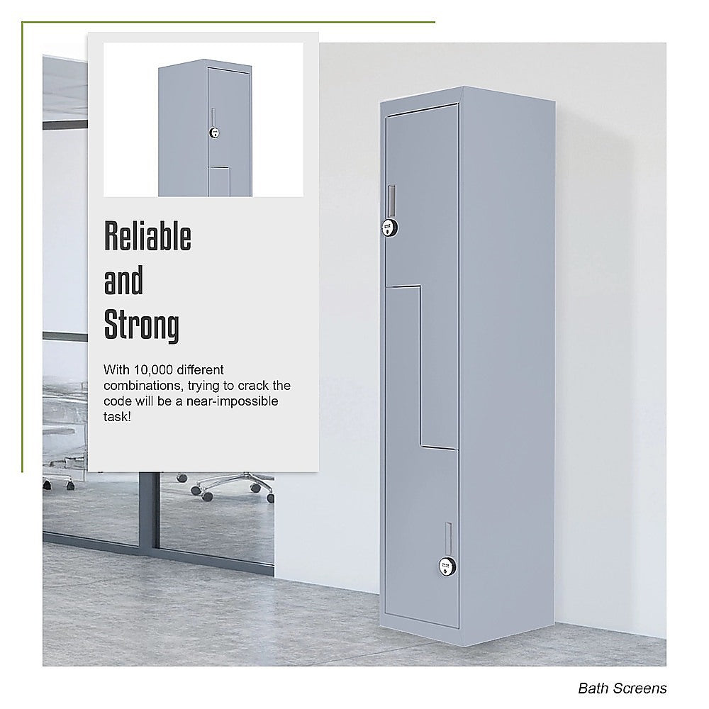Grey Two-Door L-shaped Office Gym Shed Storage Lockers 10