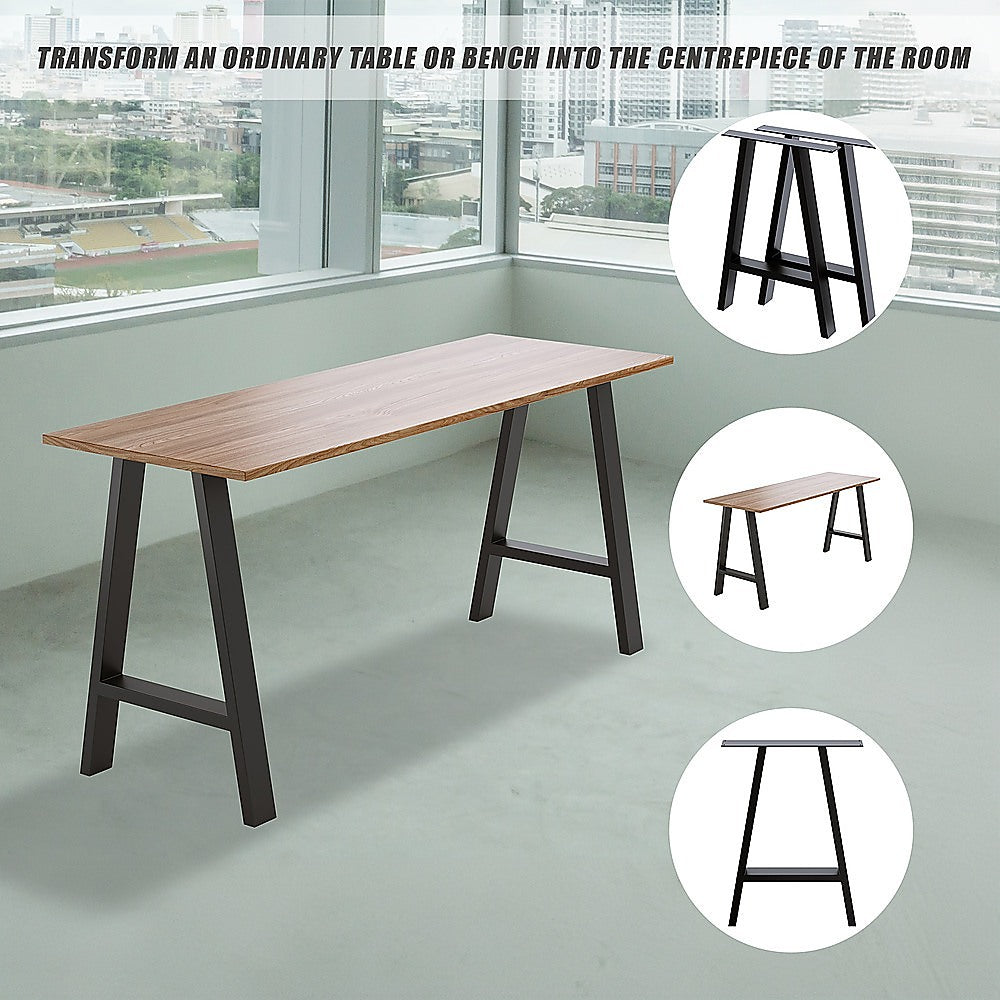 2x Rustic Dining Table Legs Steel Industrial Vintage 71cm - Black 5