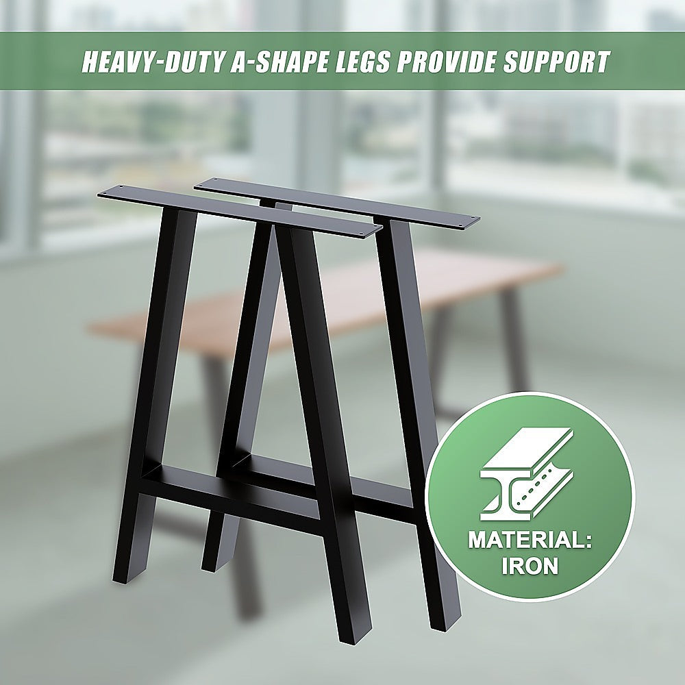 2x Rustic Dining Table Legs Steel Industrial Vintage 71cm - Black 6