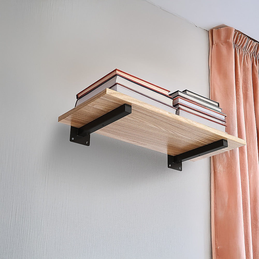 20cm Floating Shelf Brackets Industrial Metal Shelving Supports 4-Pack - Black 6