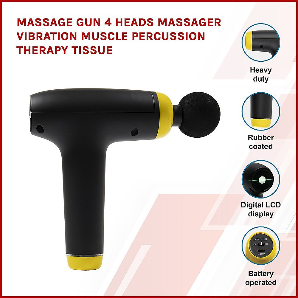 Massage Gun 4 Heads Massager Vibration Muscle Percussion Therapy Tissue 3