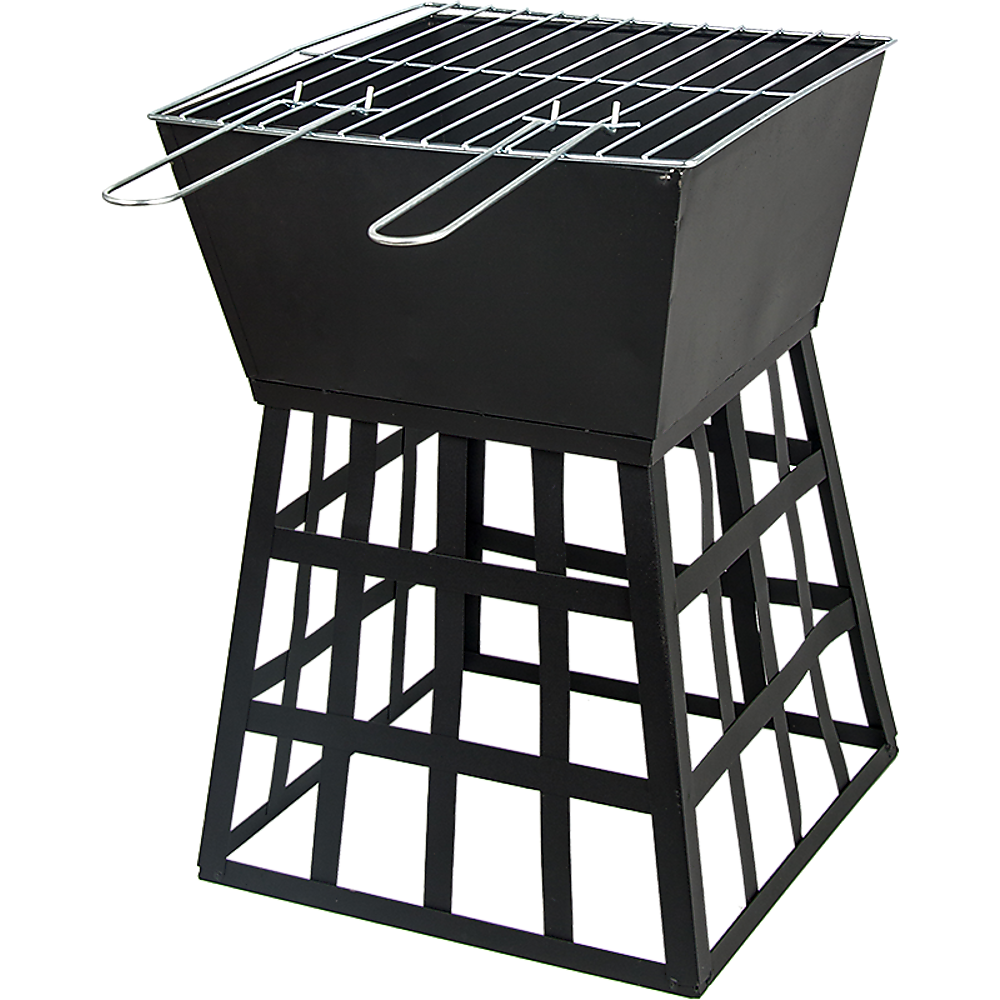 Black Fire Pit Square Log Patio Garden Heater Outdoor Table Top BBQ Camping 5