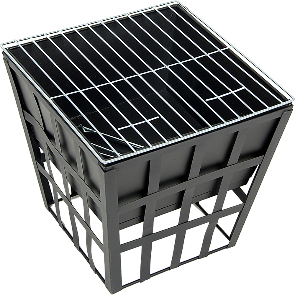 Black Fire Pit Square Log Patio Garden Heater Outdoor Table Top BBQ Camping 7