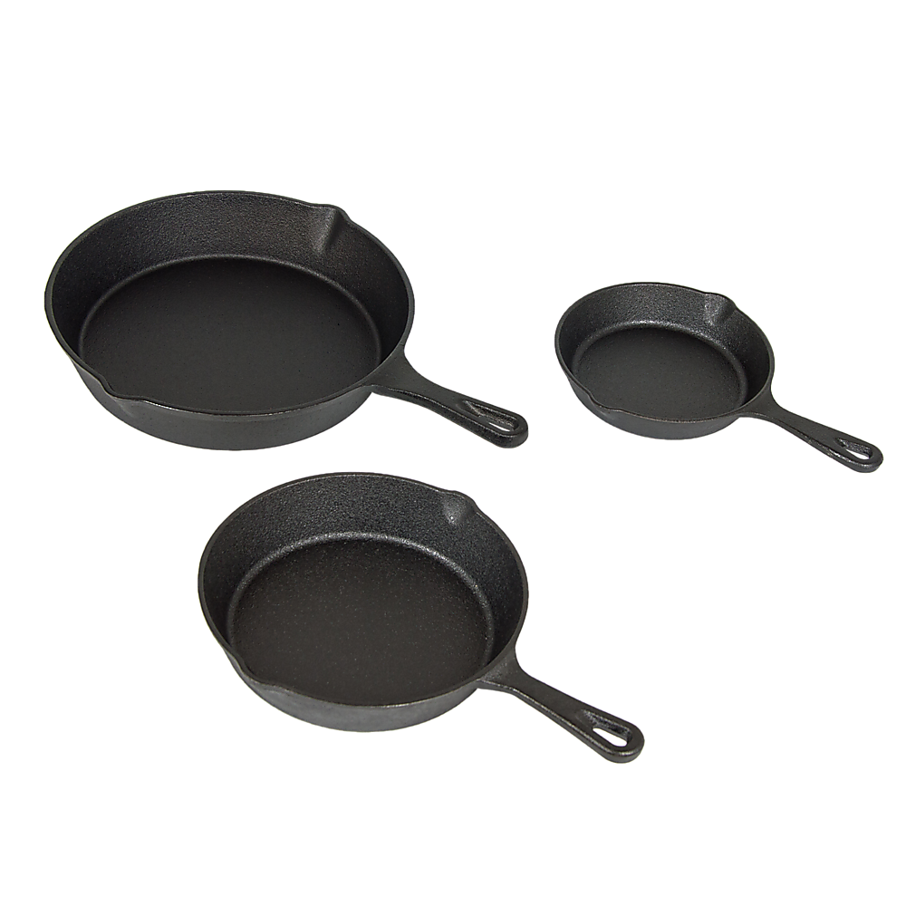 Pre Seasoned Cast Iron Skillet Fry Pan Set 3 Pcs Frying Pan Set 7
