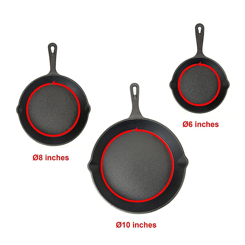 Pre Seasoned Cast Iron Skillet Fry Pan Set 3 Pcs Frying Pan Set 11