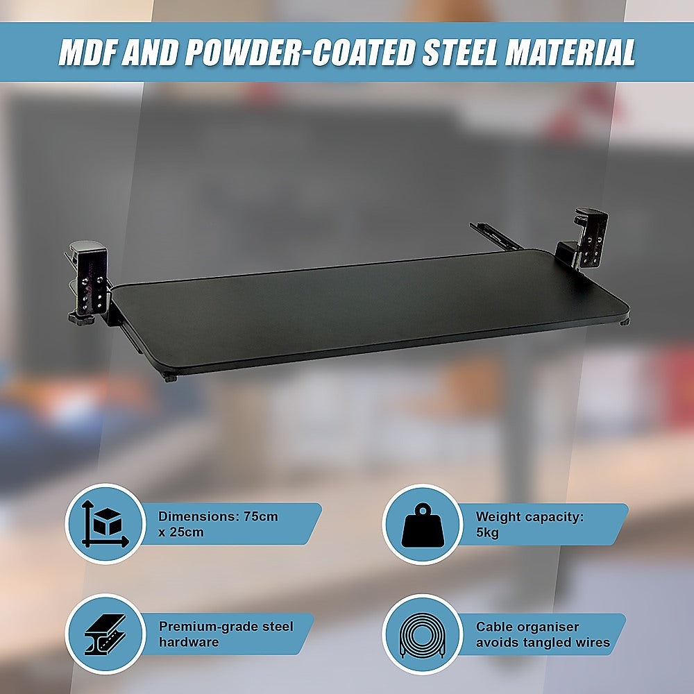 Clamp On Keyboard Tray 75cm W x 25cm D Extra Large 7