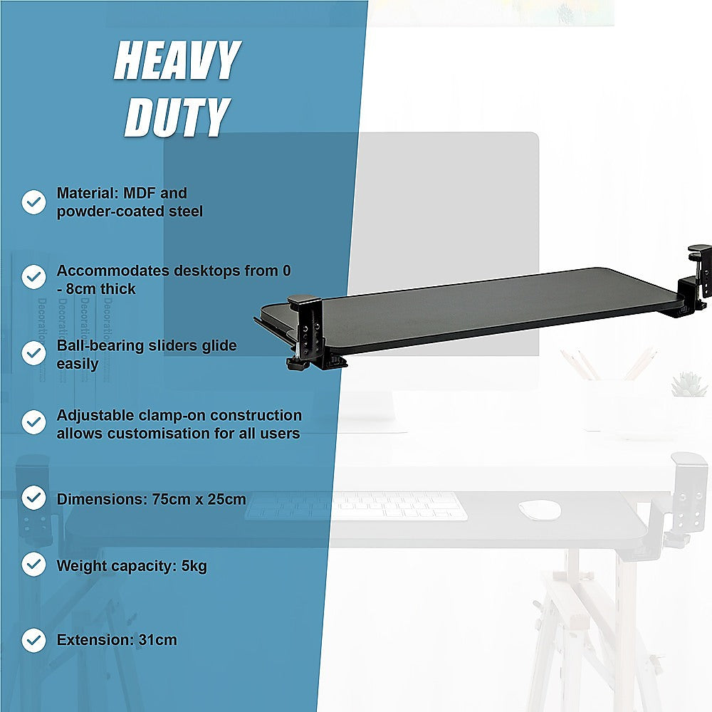 Clamp On Keyboard Tray 75cm W x 25cm D Extra Large 8
