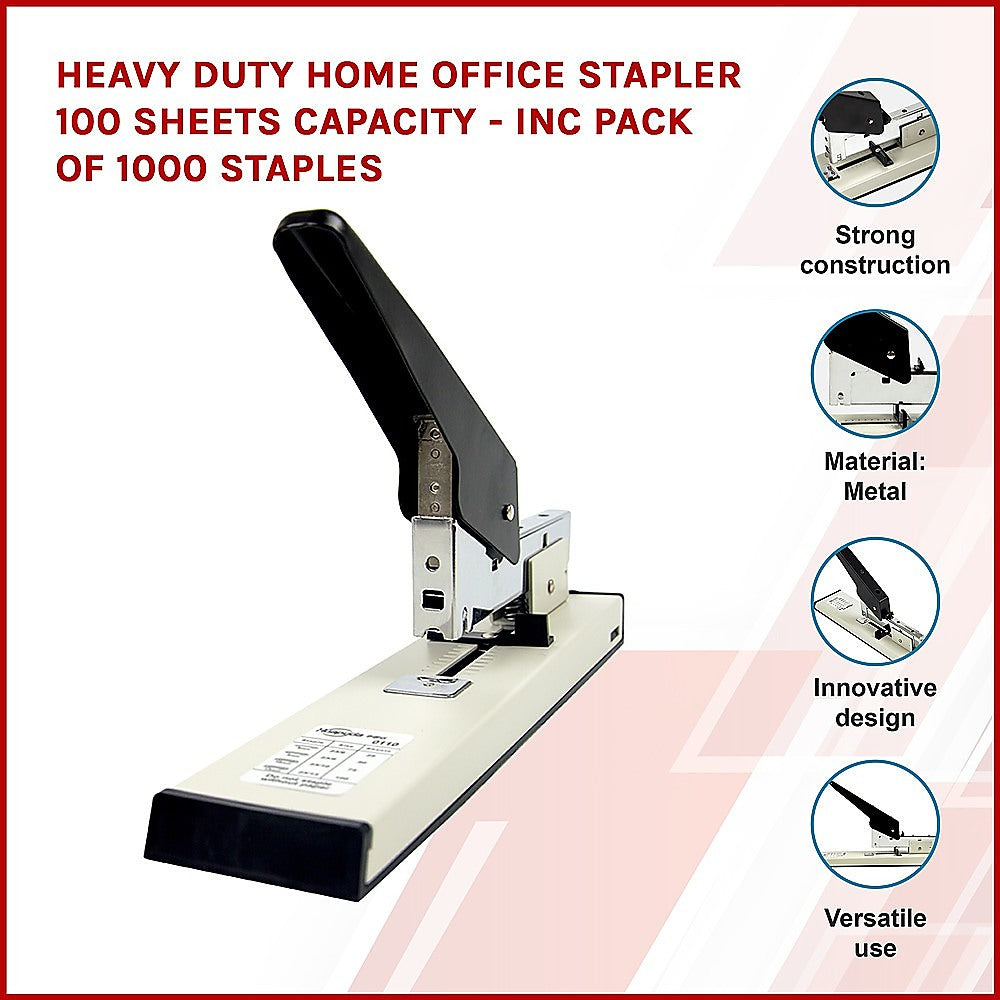 Heavy Duty Home Office Stapler 100 sheets capacity - Inc Pack of 1000 staples 3