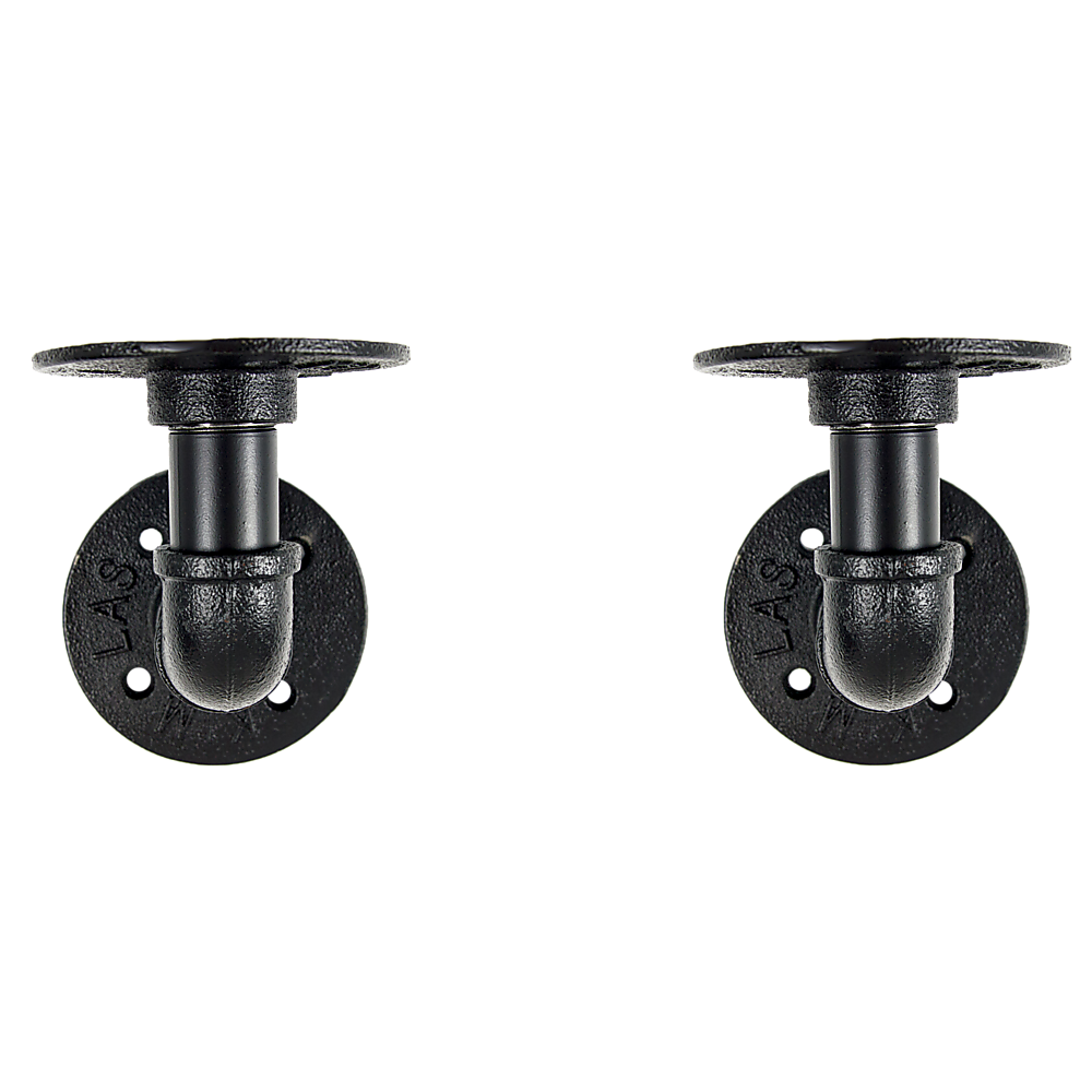 Industrial Black Iron Pipe Bracket Wall Mounted Floating Shelf - Set of 2 6