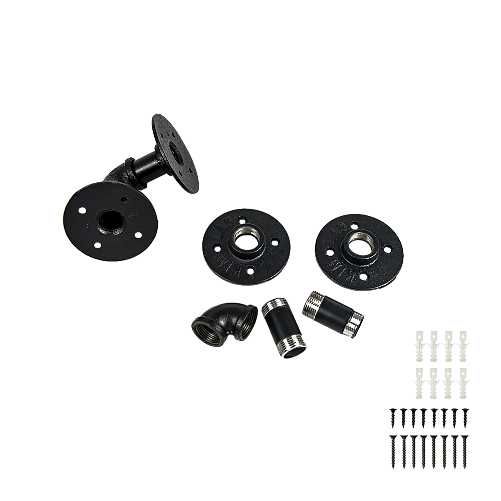 Industrial Black Iron Pipe Bracket Wall Mounted Floating Shelf - Set of 2 7