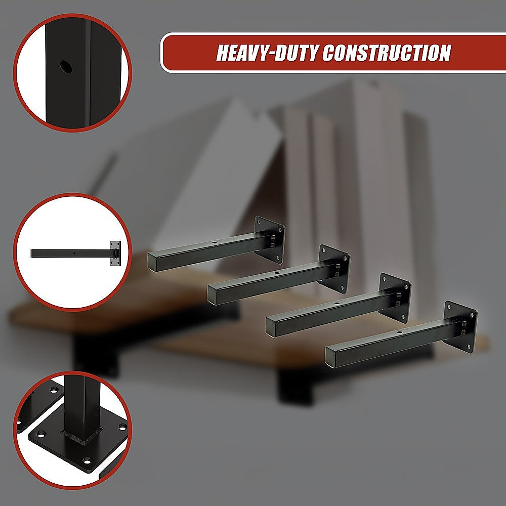 20cm Floating Shelf Brackets Industrial Metal Shelving Supports 4-Pack 10