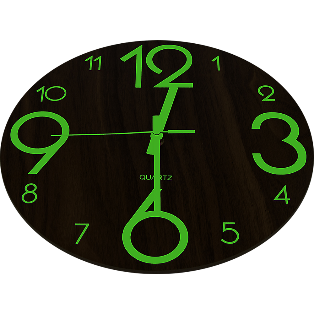 Glow In Dark Wall Clock Luminous Quartz Quiet Wooden Home Decor 30cm 8