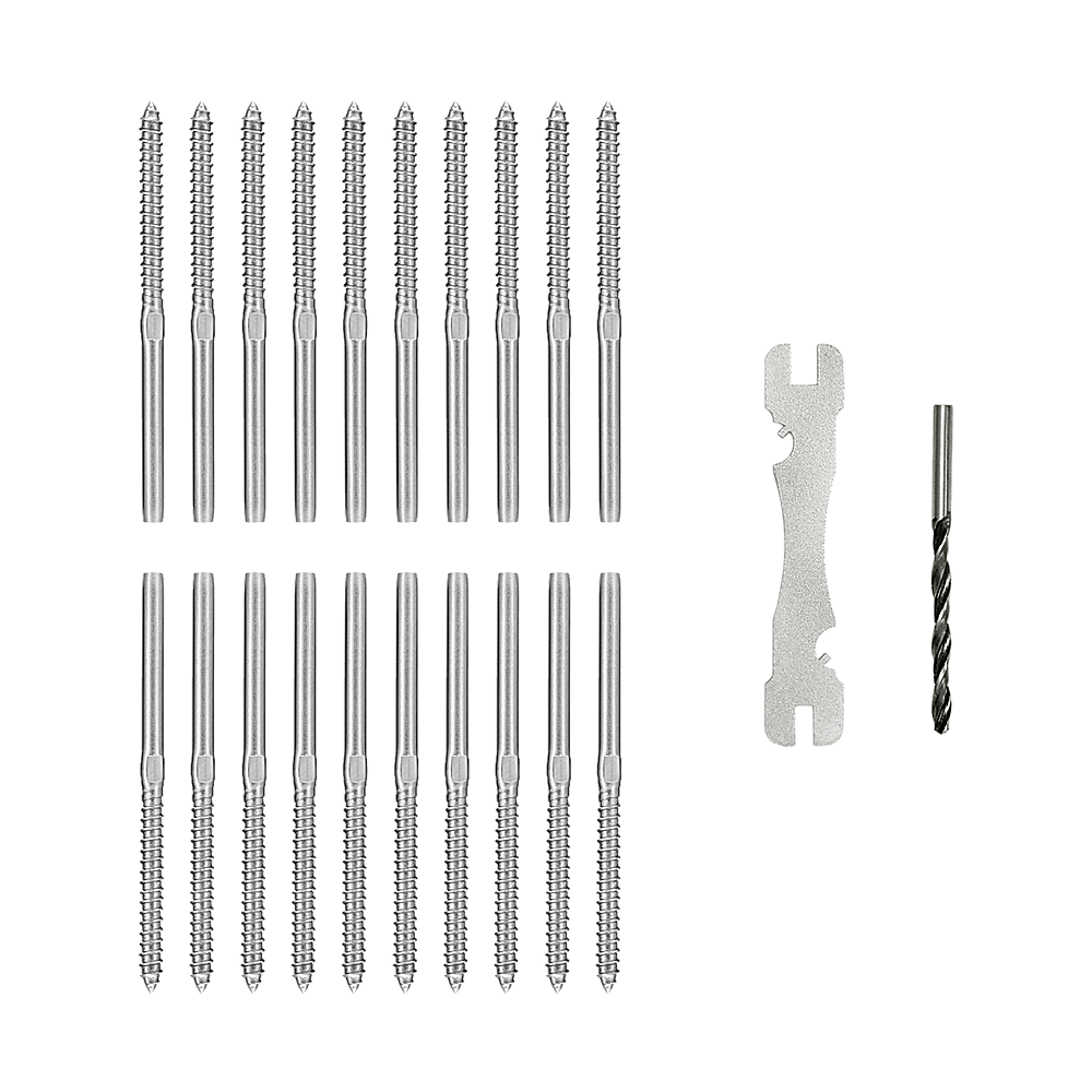 Stainless Steel DIY Rope Balustrade Kit 3.2mm Swage 2 x Lag Screw Term - 10 pack 5