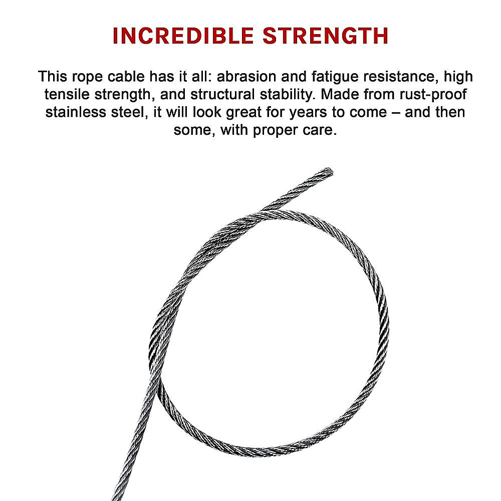 50M 316 Marine Stainless Steel Wire Rope Cable Decking Balustrade Rigging 7x19 4mm 10
