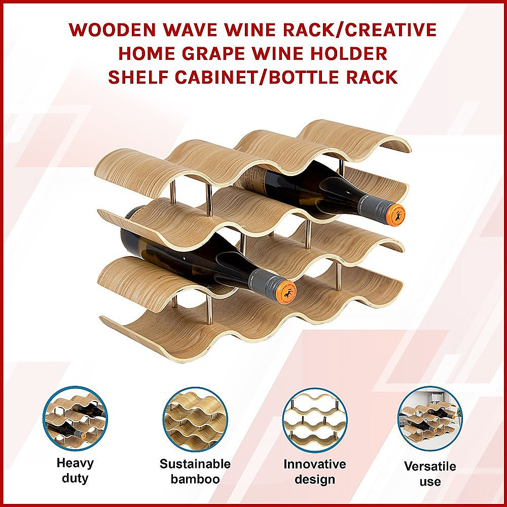 Wooden Wave Wine Rack/Creative Home Grape Wine Holder Shelf Cabinet/Bottle Rack 3