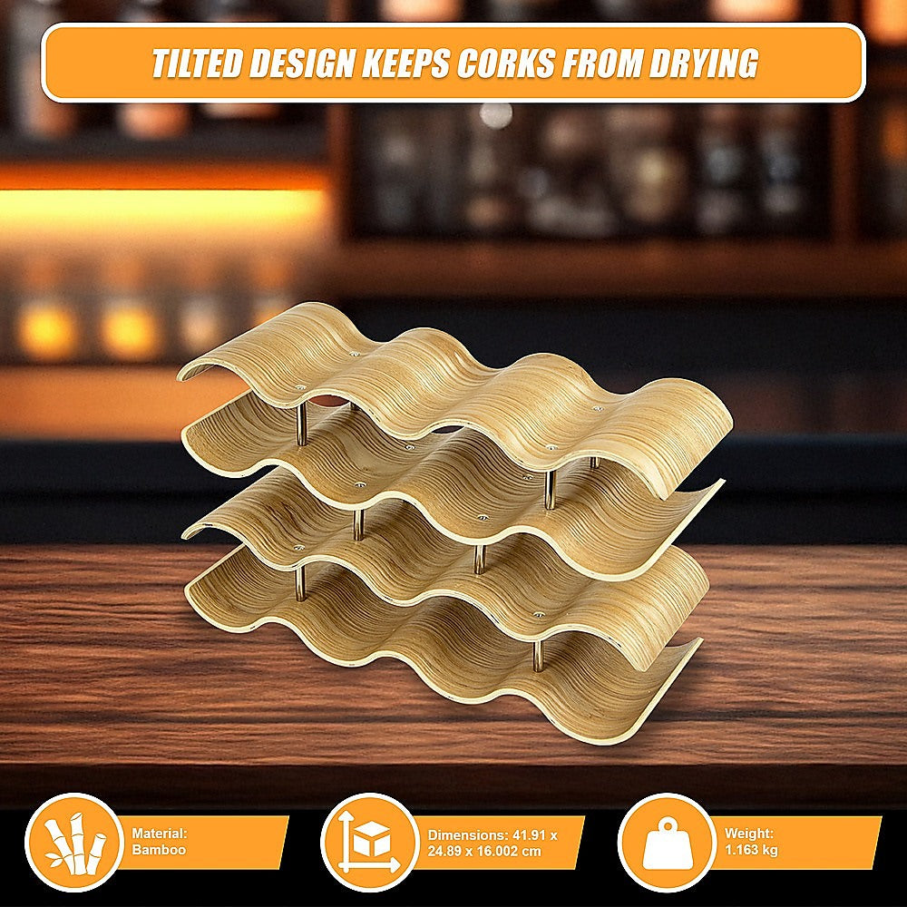 Wooden Wave Wine Rack/Creative Home Grape Wine Holder Shelf Cabinet/Bottle Rack 10