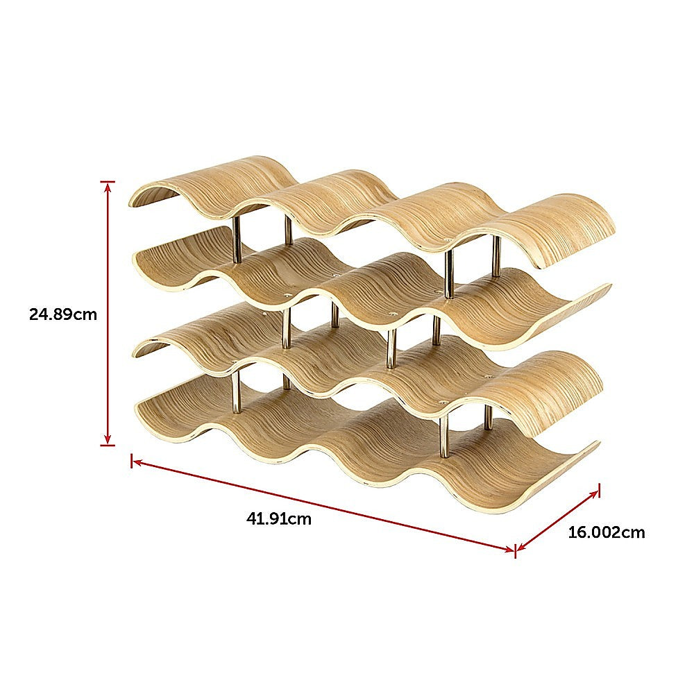 Wooden Wave Wine Rack/Creative Home Grape Wine Holder Shelf Cabinet/Bottle Rack 12