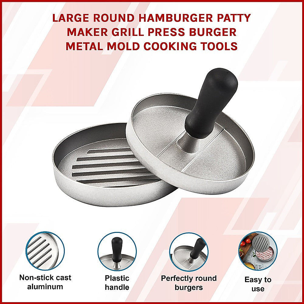Large Round Hamburger Patty Maker Grill Press Burger Metal Mold Cooking Tools 3
