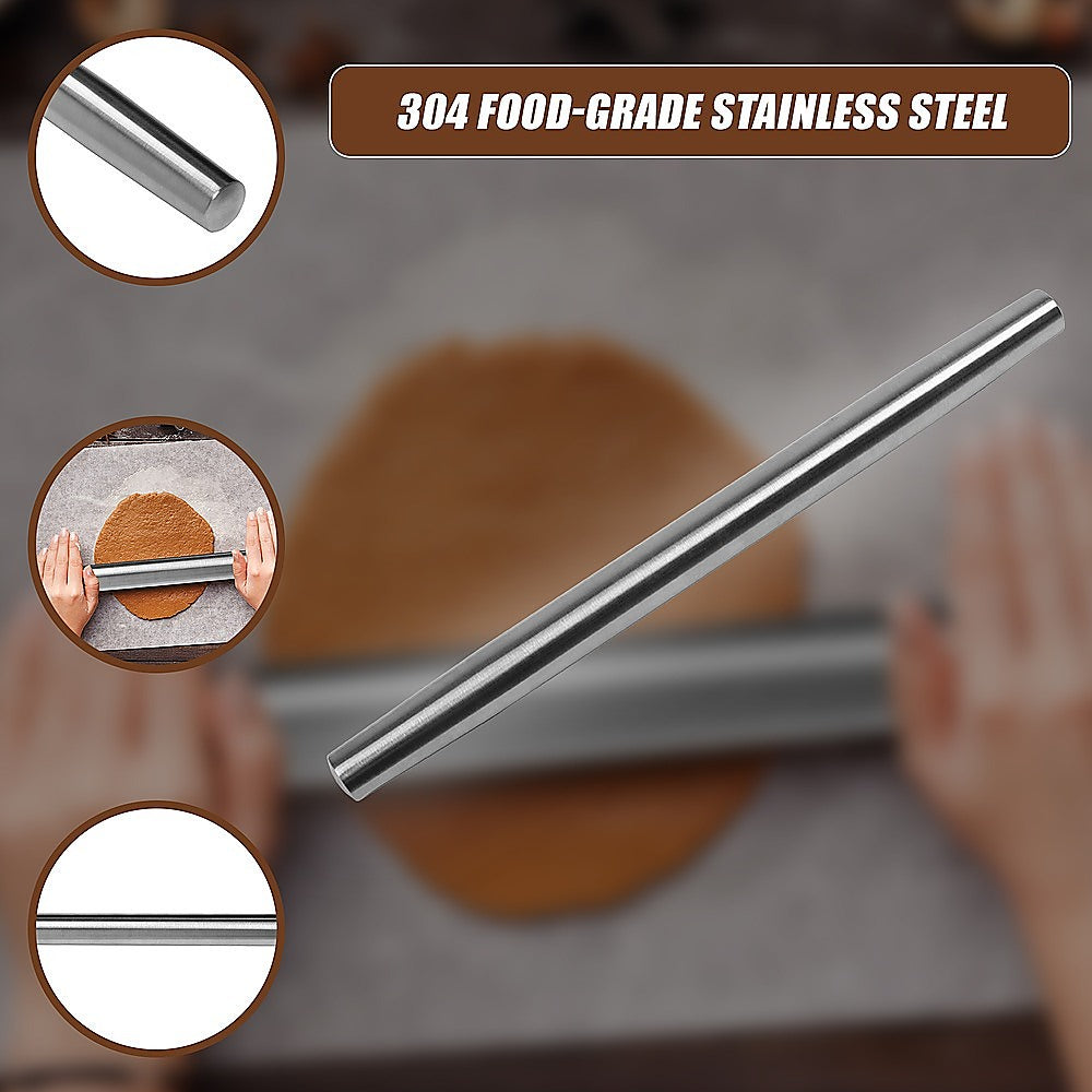Professional Rolling Pin for Baking Premium 304 Stainless Steel Kitchen Rod 7