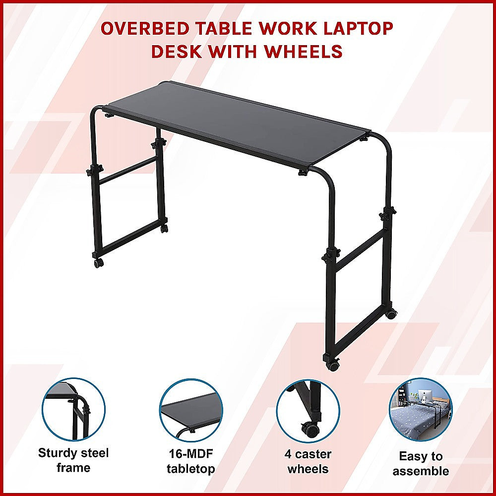 Overbed Table Work Laptop Desk with Wheels 3
